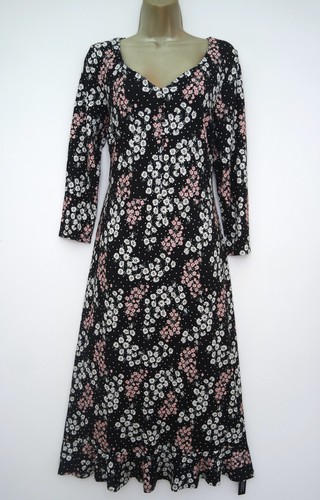 Roman black floral - jersey, midi