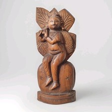 Krishna Hindu Vintage Wood Carving