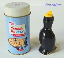 A TALA WARE CERAMIC PIE BIRD / PIE FUNNEL IN TIN CONTAINER.
