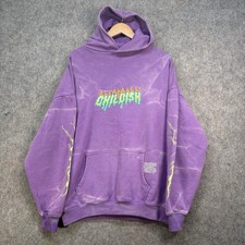 Childish Hoodie Mens Size UK L Purple Green Lightning Strikes Robs Motors TGF