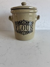 Vintage Kitchenalia Moira Pottery Farmhouse Stoneware 'Flour' storage pot & lid