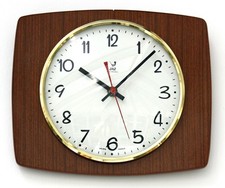 Vintage 24cm JAZ Formica Wall Clock - French Retro Mid Century Atomic Wooden