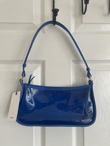 Mango mng blue patent shoulder - blue,