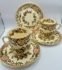 Elegant, Floral, Antique 2 Cups & 3 Saucers - William Brownfield? Vintage
