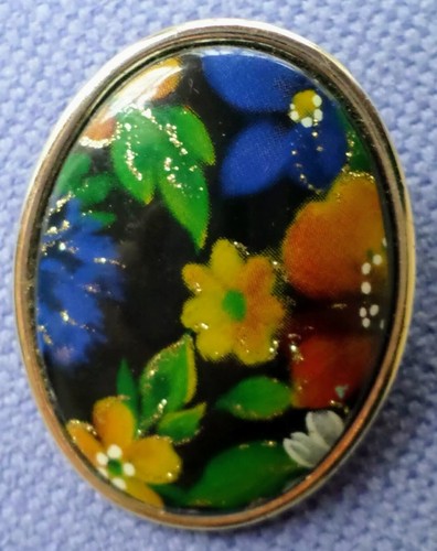 Vintage scarf clip oval floral - scarf,