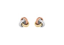 9CT Gold Tricolour Knot Stud
