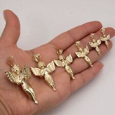 Diamond Cut Praying Angel Charm Pendant Real SOLID 10K Yellow Gold