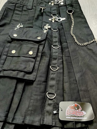 Black utility kilt - black, (punk/goth