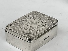 Victorian Solid Silver Snuff or Pill Box, Chester Hallmark 1899