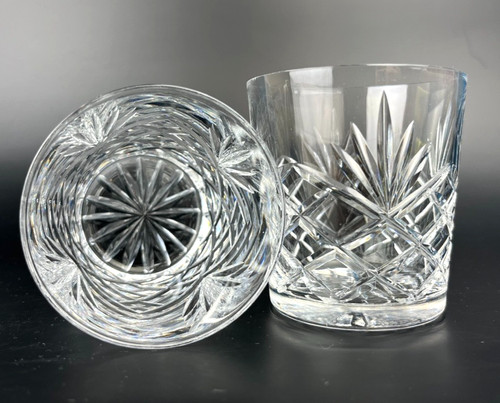 Pair vintage cut crystal - cut,