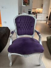 Baroque Armchair Luis Leaf Silver Velvet Purple