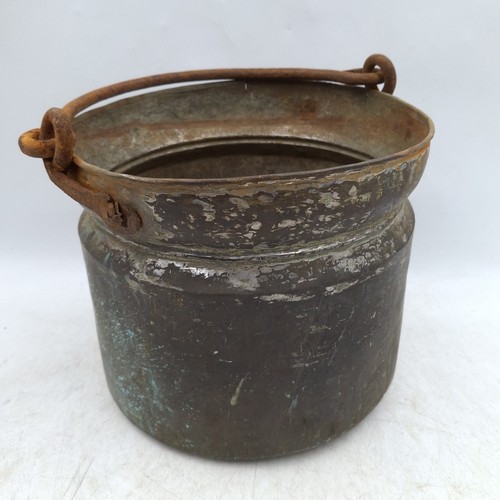 Antique copper bucket cauldron - copper,
