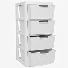 Large 4 Drawers Rattan Storage