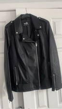 WallisBlack Faux Leather Biker Jacket Size 16