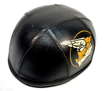 Antique 1930s Leather British Motorcycle Racing Club Helmet / National Benzole