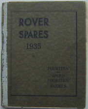 Rover P2 14 & Speed 14 Models Original Factory Illustrated Parts Catalogue 1935