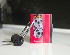 New Red Panasonic RQ-J60 Walkman Personal Cassette+ Panasonic Headphones Working