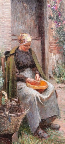 Antique painting woman - painting, garden