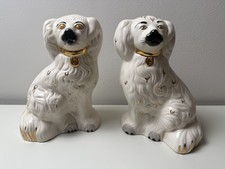 Vintage Pair Beswick Staffordshire White Fireside Spaniel Wally Dogs 1378-5