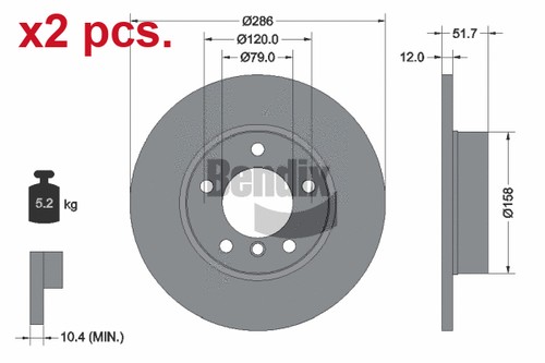 Pcs front brake disc - x2,