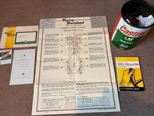 Flying Standard Castrol Oil Lubrication Chart 1951, BMC Book + Empty Grease Can