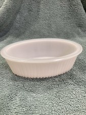 Vintage Oval Milk Glass Ribbed Relish Dish