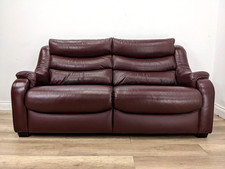 SOFA 3 Seater Parker Knoll Burgundy Leather Zip-On Cushions Padded Arms