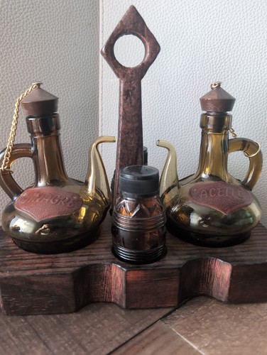 Vintage amber glass salt - amber,
