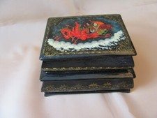 Vintage Russian Lacquer double Box. Hinged. Troika Signature.