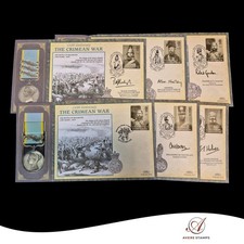 A Nice Group of 6x Signed The Crimean War Medal FDC - Including 1x Replica Medal