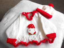 Hand Knitted Red/white  Xmas