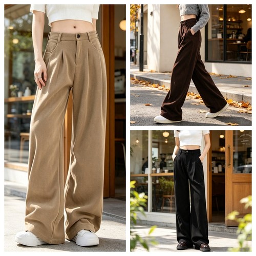 High waist wide leg polyester - waist,