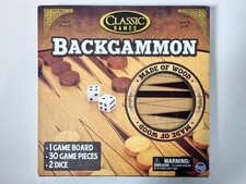Wooden Backgammon Set Wood Board & 30 Wooden Game Pieces Classic New and Sealed