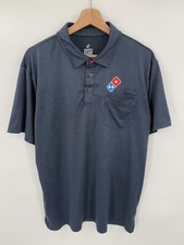 Dominos Gear Pizza Pocket Polo Shirt Stretch Employee Uniform Blue Mens Medium