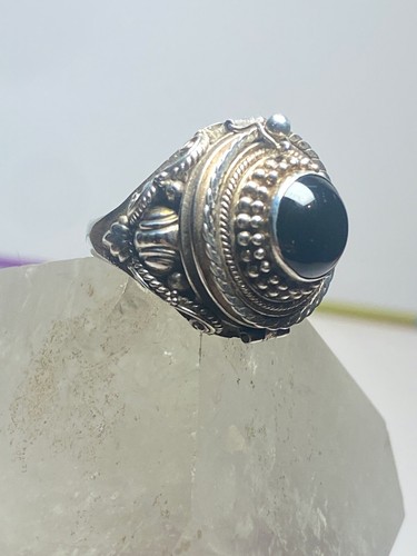 Poison ring onyx sterling