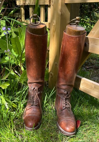 Vintage brown leather lace - vintage,