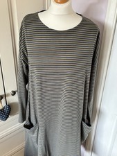 Seasalt Cornwall Navy & Olive Long Sleeve Mill Pool Dress UK 16L Slouch Pockets