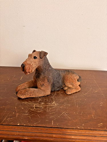 Airedale terrier sculpture - terrier, by