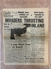 Daily Mirror June 7 1944 D-Day Landing WW2 Original Newspaper. Full News Paper