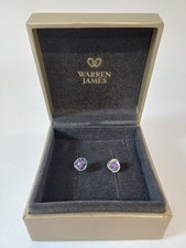 Warren James Womens Earrings Purple Stone 925 Sterling Silver Jewellery