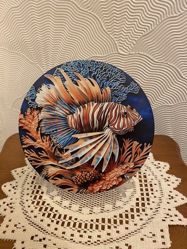Metal lion fish plate sign - metal,