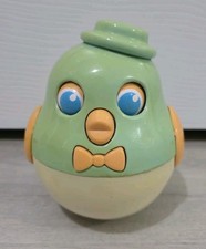 VINTAGE ROLY POLY PENGUIN TOY - JINGLES / SOUND - RETRO - GREEN / YELLOW BIRD