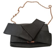 Ted Baker Aster Black Leather Giant Knot Bow Front Women's Shoulder Bag-Preloved