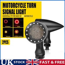 Motorcycle LED Mini Bullet Turn Brake Signal Amber & Red Lights Black Universal