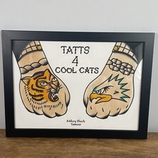Tattoo Design Art Graffiti Wall Framed Decor Tiger Eagle Hands by Mikey Black