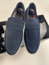 mens navy suede casual loafers