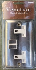 Brushed Chrome Double Socket.