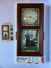 DANBURY MINT "SCOTTISH TERRIER STAINED GLASS CLOCK" BY MANDIE HAYWOOD