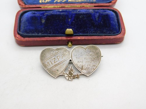 Mizpah double heart - heart, sterling