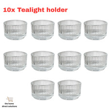 10x IKEA FINSMAK Clear Glass Tealight Candle Holders Stackable Table Decor Set